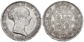 Elizabeth II (1833-1868). 20 reales. 1850. Madrid. CL. (Cal-591). Ag. 25,96 g. Nicks on edge. Almost VF. Est...120,00. 


SPANISH DESCRIPTION: Isab...