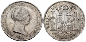 Elizabeth II (1833-1868). 20 reales. 1851. Madrid. (Cal-593). Ag. 25,82 g. Choice VF/Almost XF. Est...180,00. 


SPANISH DESCRIPTION: Isabel II (18...