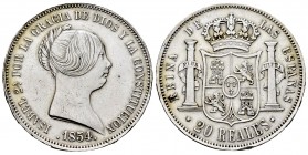Elizabeth II (1833-1868). 20 reales. 1854. Madrid. (Cal-596). Ag. 25,89 g. Minor nicks on edge. Choice VF. Est...100,00. 


SPANISH DESCRIPTION: Is...