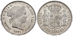 Elizabeth II (1833-1868). 20 reales. 1861. Madrid. (Cal-619). Ag. 25,88 g. Choice VF. Est...200,00. 


SPANISH DESCRIPTION: Isabel II (1833-1868). ...