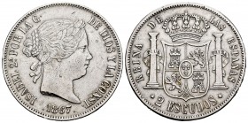 Elizabeth II (1833-1868). 2 escudos. 1867. Madrid. (Cal-647). Ag. 25,71 g. Nick on edge. Almost VF/VF. Est...120,00. 


SPANISH DESCRIPTION: Isabel...