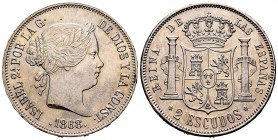 Elizabeth II (1833-1868). 2 escudos. 1868*18-68. Madrid. (Cal-648). Ag. 25,70 g. Minor nick on edge. Scarce. XF/AU. Est...220,00. 


SPANISH DESCRI...