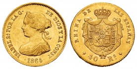 Elizabeth II (1833-1868). 40 reales. 1864. Madrid. (Cal-686). Au. 3,30 g. Almost XF. Est...180,00. 


SPANISH DESCRIPTION: Isabel II (1833-1868). 4...
