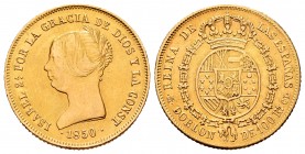 Elizabeth II (1833-1868). Doblon of 100 reales. 1850. Madrid. CL. (Cal-757). Au. 8,17 g. Choice VF/Almost XF. Est...375,00. 


SPANISH DESCRIPTION:...