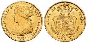Elizabeth II (1833-1868). 100 reales. 1861. Madrid. (Cal-788). Au. 8,38 g. Almost XF/XF. Est...375,00. 


SPANISH DESCRIPTION: Isabel II (1833-1868...