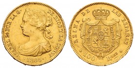 Elizabeth II (1833-1868). 100 reales. 1864. Madrid. (Cal-792). Au. 8,38 g. Minor scratches on edge. XF. Est...360,00. 


SPANISH DESCRIPTION: Isabe...