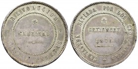 Cantonal Revolution. 5 pesetas. 1873. Cartagena (Murcia). (Cal-7). Ag. 29,38 g. Coincident. 80 pearls on obverse and 85 on reverse. Choice VF. Est...3...