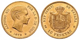 Alfonso XII (1874-1885). 10 pesetas. 1878*18-78. Madrid. EMM. (Cal-65). Au. 3,20 g. Scarce. XF/Almost XF. Est...500,00. 


SPANISH DESCRIPTION: Cen...