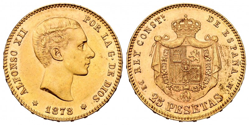 Alfonso XII (1874-1885). 25 pesetas. 1878*18-78. Madrid. DEM. (Cal-70). Au. 8,06...