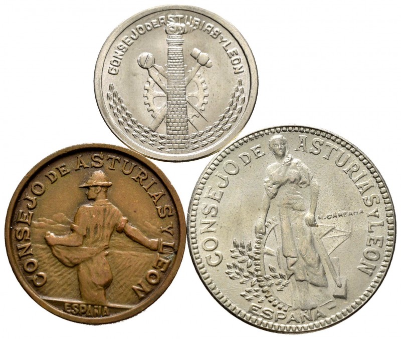 Civil War (1936-1939). 1937. Asturias y León. (Cal-8, 9, 10). Serie of 3 values,...