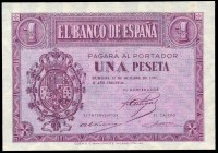 1 peseta. 1937. Burgos. (Ed 2017-425a). October 12, by Coen and Cartevalori. Serie E. Slight stain. Almost UNC. Est...60,00. 


SPANISH DESCRIPTION...