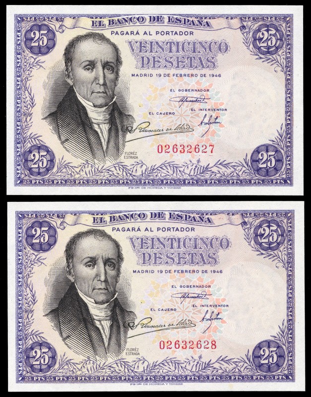 25 pesetas. 1946. Madrid. (Ed 2017-450). February 19, Alvaro Flórez Estrada. Wit...