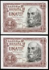 1 peseta. 1953. Madrid. (Ed-465a). July 22, Marquis of Santa Cruz. Serie A. Correlative pair. UNC. Est...20,00. 


SPANISH DESCRIPTION: 1 peseta. 1...