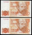 200 pesetas. 1980. Madrid. (Ed 2017-480). September 16, Leopoldo Alas "Clarín". Without serie. Correlative pair. UNC. Est...20,00. 


SPANISH DESCR...