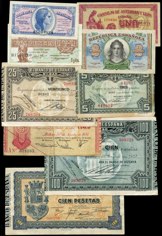 Lot of 9 republican and local banknotes. TO EXAMINE. VF/UNC. Est...120,00. 

...