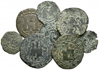 Lot of 8 coins of the catholic kings. Containing Blancas and 2 Maravedis all different, variety of mints. TO EXAMINE. Almost F/Almost VF. Est...50,00....