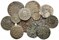 Lot of 13 coins of Philip III and IV. Variety of values, years and mints: Cuenca, Madrid, Segovia, Sevilla and Trujillo. Including some scarce. Very i...