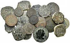 Lot of 21 coins of the Spanish Monarchy. Great variety of types, mints and Kings, from Philip II to Alfonso XIII. Includes some scarce coins. Ae. TO E...
