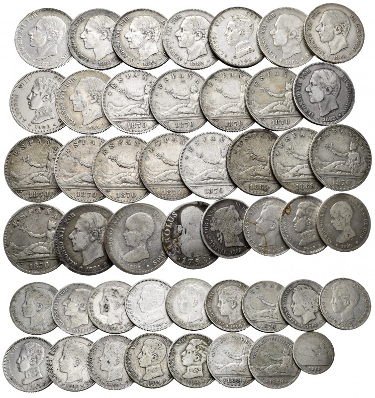 Lot of 47 coins of the Centenary of the Peseta. From Provisional Government to A...