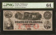 Florida

Tallahassee, Florida. State of Florida. 1863. $2. PMG Choice Uncirculated 64.

PMG comments "Annotations."

Estimate: $ 300 - 500