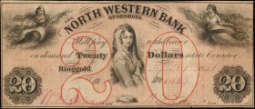 Georgia

Ringgold, Georgia. North Western Bank. 1861. $20. Very Fine.

Maiden at center with allegorical women at top left and right. Large "20" a...