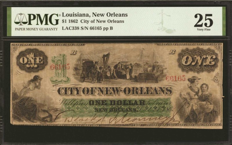 Louisiana

New Orleans, Louisiana. City of New Orleans. 1862. $1. PMG Very Fin...