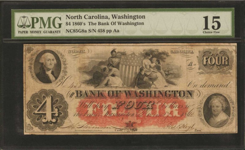 North Carolina

Washington, North Carolina. The Bank of Washington. 1860s. $4....