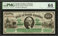 South Carolina

Columbia, South Carolina. State of South Carolina. 1872 $50. PMG Choice Uncirculated 64.

(SCCR8). Found with bright paper and dar...