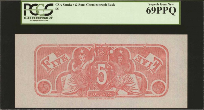 Confederate Currency

Lot of (5) Confederate Currency. CSA Straker & Sons Chem...