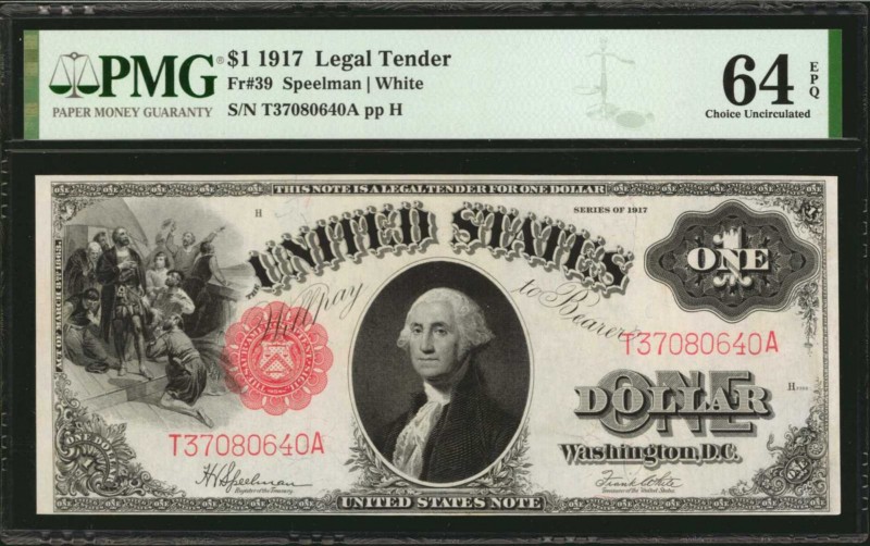 Legal Tender Notes

Fr. 39. 1917 $1 Legal Tender Note. PMG Choice Uncirculated...