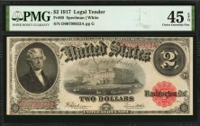 Legal Tender Notes

Fr. 60. 1917 $2 Legal Tender Note. PMG Choice Extremely Fine 45 EPQ.

This mid grade Deuce has earned PMG's coveted EPQ design...
