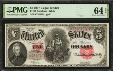 Legal Tender Notes

Fr. 91. 1907 $5 Legal Tender Note. PMG Choice Uncirculated 64 EPQ.

A nearly Gem offering of this popular Wood Chopper $5 desi...