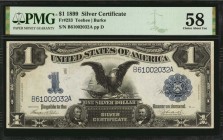 Silver Certificates

Fr. 233. 1899 $1 Silver Certificate. PMG Choice About Uncirculated 58.

Bright paper and a bold design stand out on this Blac...