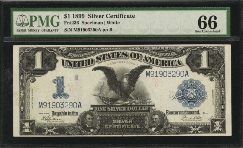 Silver Certificates

Fr. 236. 1899 $1 Silver Certificate. PMG Gem Uncirculated...