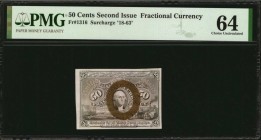 Second Issue

Fr. 1316. 50 Cent. Second Issue. PMG Choice Uncirculated 64.

Surcharge "18-63". Bright paper stands out on this 50 Cent fractional....