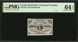 Third Issue

Fr. 1226. 3 Cent. Third Issue. PMG Choice Uncirculated 64 EPQ.

A nearly Gem example of this Third Issue fractional note. The paper r...