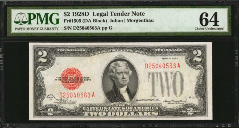 Legal Tender Notes

Fr. 1505. 1928D $2 Legal Tender Note. PMG Choice Uncircula...