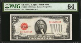 Legal Tender Notes

Fr. 1505. 1928D $2 Legal Tender Note. PMG Choice Uncirculated 64.

A bright and eye catching example of this $2 Legal Tender n...