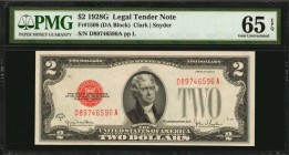 Legal Tender Notes

Fr. 1508. 1928G $2 Legal Tender Note. PMG Gem Uncirculated 65 EPQ.

A lovely Gem example of this Legal Tender deuce.

Estima...