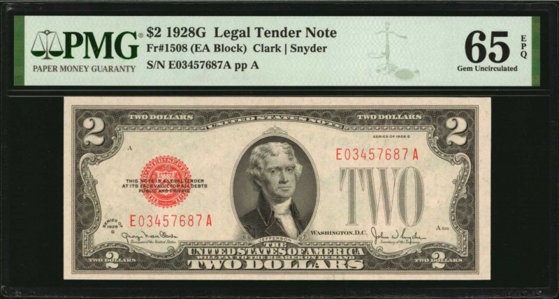 Legal Tender Notes

Fr. 1508. 1928G $2 Legal Tender Note. PMG Gem Uncirculated...