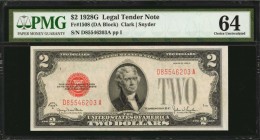 Legal Tender Notes

Fr. 1508. 1928G $2 Legal Tender Note. PMG Choice Uncirculated 64.

Wide margins, bright paper and ruby red overprints are foun...