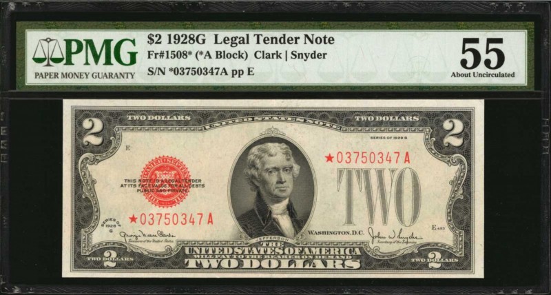 Legal Tender Notes

Fr. 1508*. 1928G $2 Legal Tender Star Note. PMG About Unci...