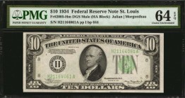 Federal Reserve Notes

Fr. 2005-Hm. 1934 $10 Federal Reserve Mule Note. St. Louis. PMG Choice Uncirculated 64 EPQ.

PMG has graded just five examp...