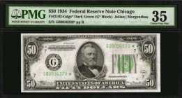 Federal Reserve Notes

Fr. 2102-Gdgs*. 1934 $50 Federal Reserve Star Note. Chicago. PMG Choice Very Fine 35.

A mid grade offering of this replace...