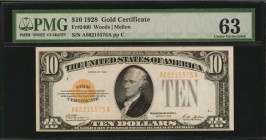 Gold Certificates

Fr. 2400. 1928 $10 Gold Certificate. PMG Choice Uncirculated 63.

A Choice Uncirculated example of this Gold Certificate, which...