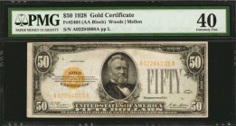 Gold Certificates

Fr. 2404. 1928 $50 Gold Certificate. PMG Extremely Fine 40.

A mid grade offering of this small size $50 Gold Certificate.

E...