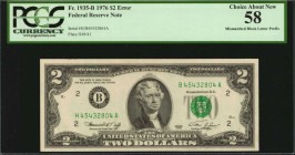 Mismatched Prefix Letters

Fr. 1935-B. 1976 $2 Federal Reserve Note. New York. PCGS Currency Choice About New 58. Mismatched Block Letter Prefix.
...