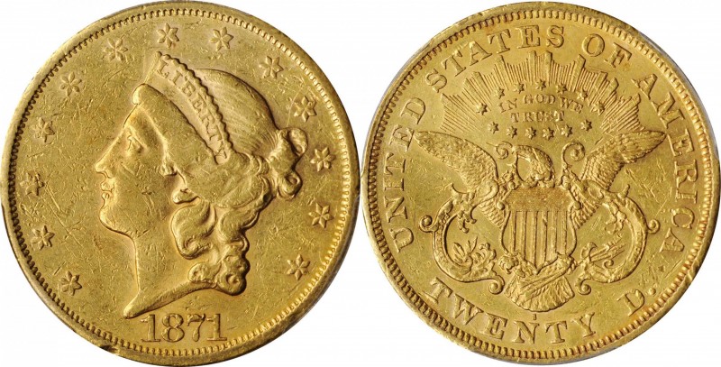 Liberty Head Double Eagle

1871-S Liberty Head Double Eagle. AU-53 (PCGS).

...