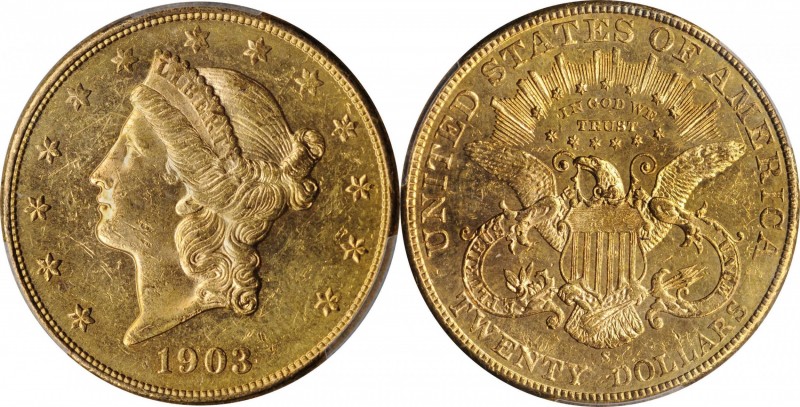 Liberty Head Double Eagle

1903-S Liberty Head Double Eagle. MS-62 PL (PCGS)....