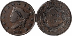 Matron Head Cent

1829 Matron Head Cent. Medium Letters. Fine-15 (PCGS). CAC.

PCGS# 1666.

Estimate: $ 400